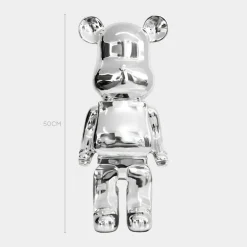 Statues & Sculptures Table Top|Floor Standing^Aero Bear 50cm Chrome Resin Indoor Sculpture