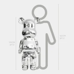 Statues & Sculptures Floor Standing|Animals^Aero Bear 135cm Chrome Resin Indoor Sculpture