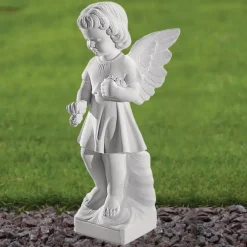 Statues & Sculptures Angel^Angel 47cm Marble Resin Garden Statue