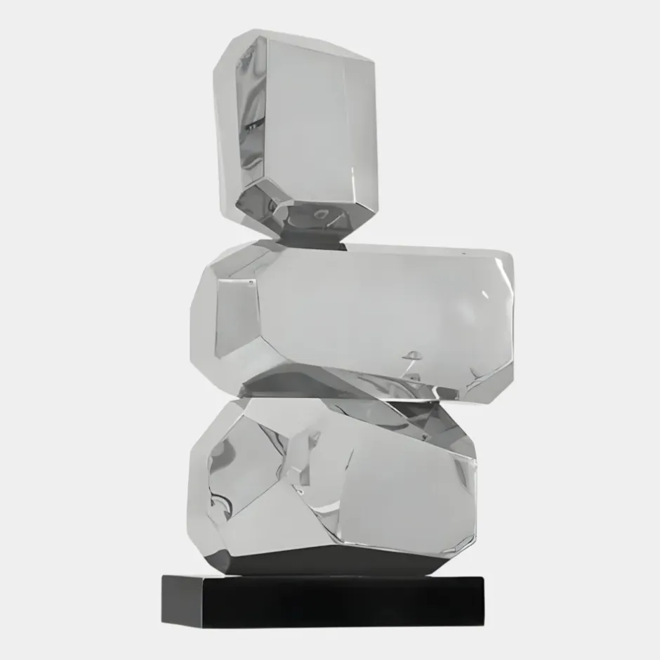 Statues & Sculptures Table Top|Abstract^Astrolith 73cm Silver Metal Indoor Sculpture v2