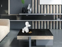 Statues & Sculptures Table Top|Floor Standing^Balloon Dog & Bone 28cm White Resin Indoor Sculpture