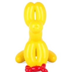 Statues & Sculptures Table Top|Floor Standing^Balloon Dog & Bone 46cm Yellow Resin Indoor Sculpture