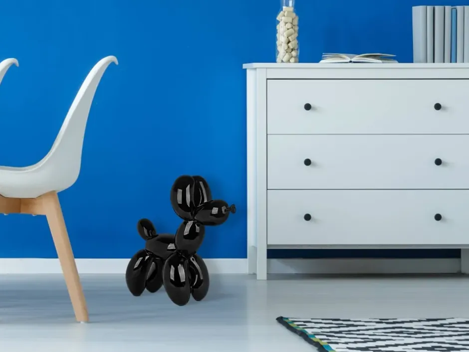 Statues & Sculptures Table Top|Floor Standing^Balloon Dog 46cm Black Resin Indoor Sculpture