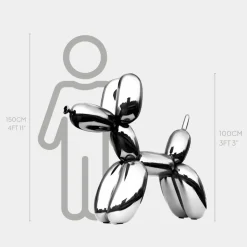 Statues & Sculptures Floor Standing|Balloon Dogs^Balloon Dog 100cm Chrome Metal Garden Sculpture