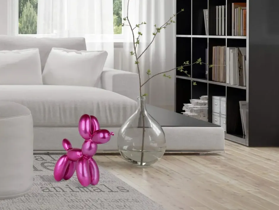 Statues & Sculptures Table Top|Floor Standing^Balloon Dog 46cm Fuchsia Resin Indoor Sculpture