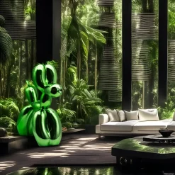 Statues & Sculptures Floor Standing|Balloon Dogs^Balloon Dog 100cm Green Fibreglass Indoor Sculpture