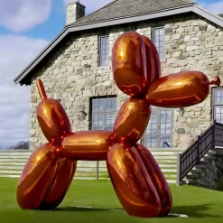 Statues & Sculptures Floor Standing|Balloon Dogs^Balloon Dog 80cm Orange Metal Garden Sculpture