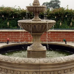 Statues & Sculptures Water Features^Blenheim Double Tier 2m Stone Water Fountain Feature