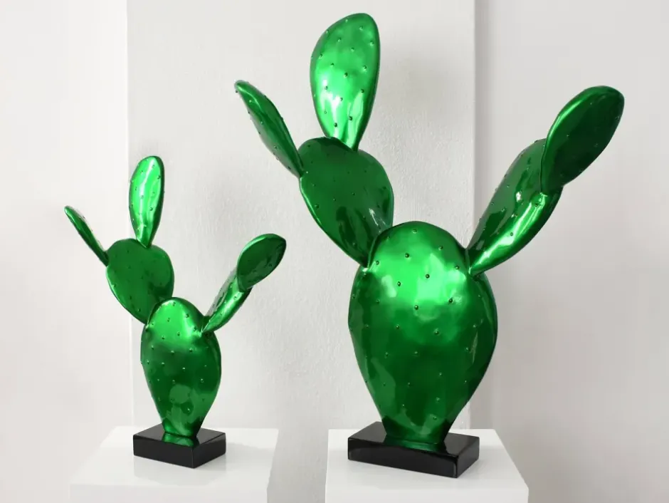 Statues & Sculptures Table Top|Contemporary^Cactus Bloom 41cm Green Resin Indoor Sculpture