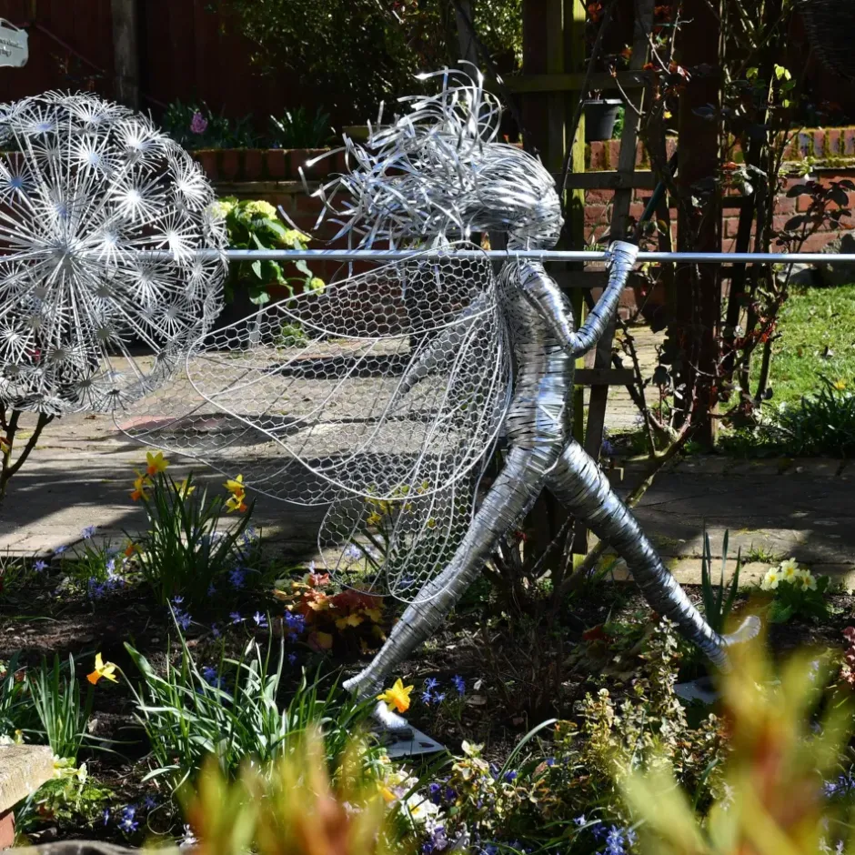 Statues & Sculptures Fairies^Celeste Fairy 90cm Metal Wire Garden Sculpture