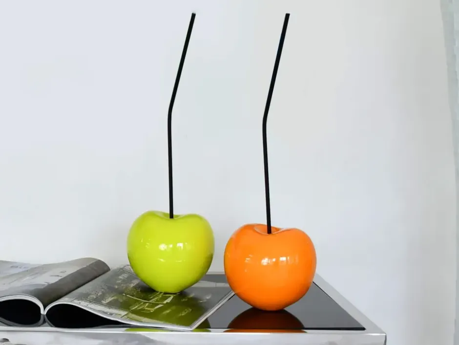 Statues & Sculptures Table Top|Contemporary^Cherry Pop 44cm Yellow Resin Indoor Sculpture