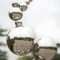 Statues & Sculptures Giant|Floor Standing^Cosmic Bubbles 226cm Silver Metal Garden Sculpture