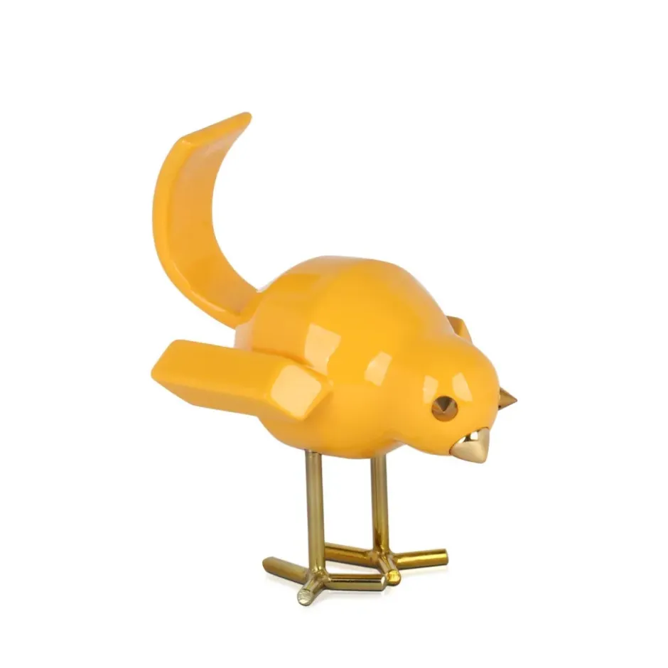 Statues & Sculptures Table Top|Animals^Cubic Bird 22cm Caio Yellow Resin Indoor Sculpture