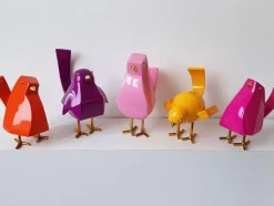 Statues & Sculptures Animals|Contemporary^Cubic Bird 18cm Rosa Pink Resin Indoor Sculpture