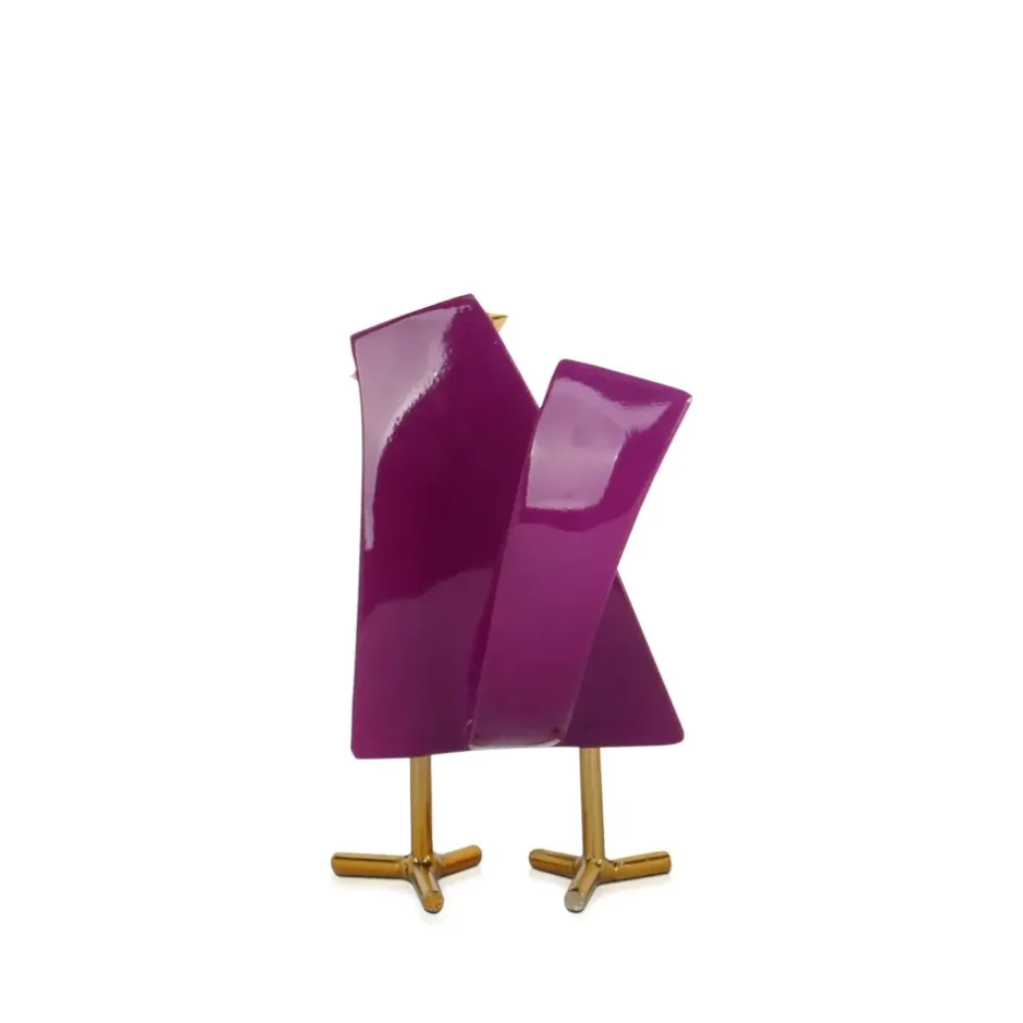Statues & Sculptures Table Top|Animals^Cubic Bird 14cm Violet Resin Indoor Sculpture