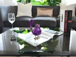 Statues & Sculptures Table Top|Animals^Cubic Bird 18cm Violet Resin Indoor Sculpture