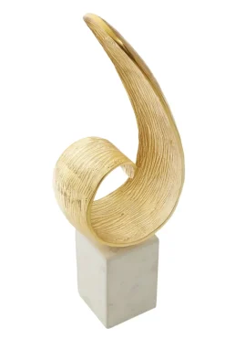 Statues & Sculptures Table Top|Abstract^Curved Reflection 50cm Gold Metal Indoor Sculpture