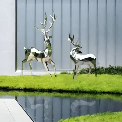 Statues & Sculptures Wildlife|Stags & Deers^Deer 158cm Geometric Metal Garden Sculpture
