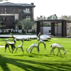 Statues & Sculptures Wildlife|Stags & Deers^Dynamic Deer 100cm Metal Garden Sculpture