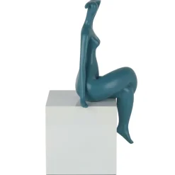 Statues & Sculptures Figurative|Table Top^Elegant Grace 38cm Teal Resin Indoor Sculpture