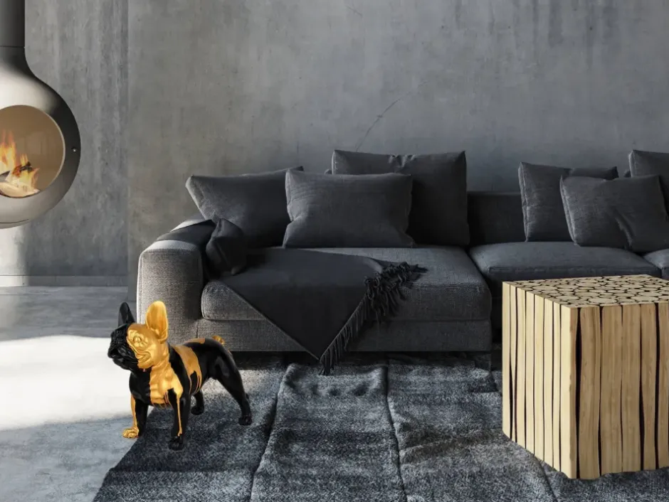 Statues & Sculptures Table Top|Floor Standing^French Bulldog 40cm Black Resin Indoor Sculpture