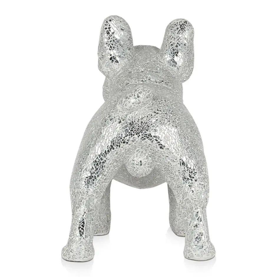 Statues & Sculptures Table Top|Floor Standing^French Bulldog 38cm Silver Resin Indoor Sculpture