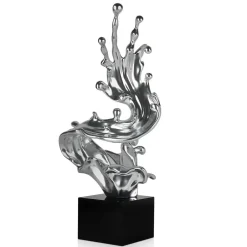 Statues & Sculptures Floor Standing|Abstract^Frozen Motion 86cm Silver Resin Indoor Sculpture