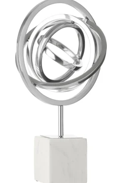 Statues & Sculptures Table Top|Abstract^Galactic Sphere 43cm Silver Metal Indoor Sculpture