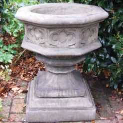 Statues & Sculptures Large|Round^Gothic Font Stone Garden Planter