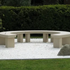 Statues & Sculptures Stone Benches^Grand Curved Modern Stone Garden Bench