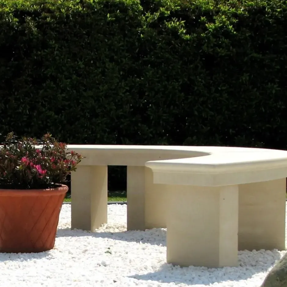 Statues & Sculptures Stone Benches^Grand Curved Modern Stone Garden Bench