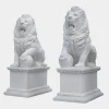 Statues & Sculptures Lions|Modern^Grand Lion 180cm White Marble Garden Statue