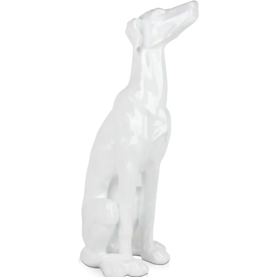 Statues & Sculptures Floor Standing|Animals^Guardian Greyhound 81cm White Resin Indoor Sculpture