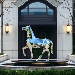 Statues & Sculptures Wildlife|Horses^Horse 182cm Geometric Metal Garden Sculpture