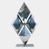 Statues & Sculptures Floor Standing|Low Poly^Hyper Prism 103cm Silver Geometric Metal Indoor Sculpture