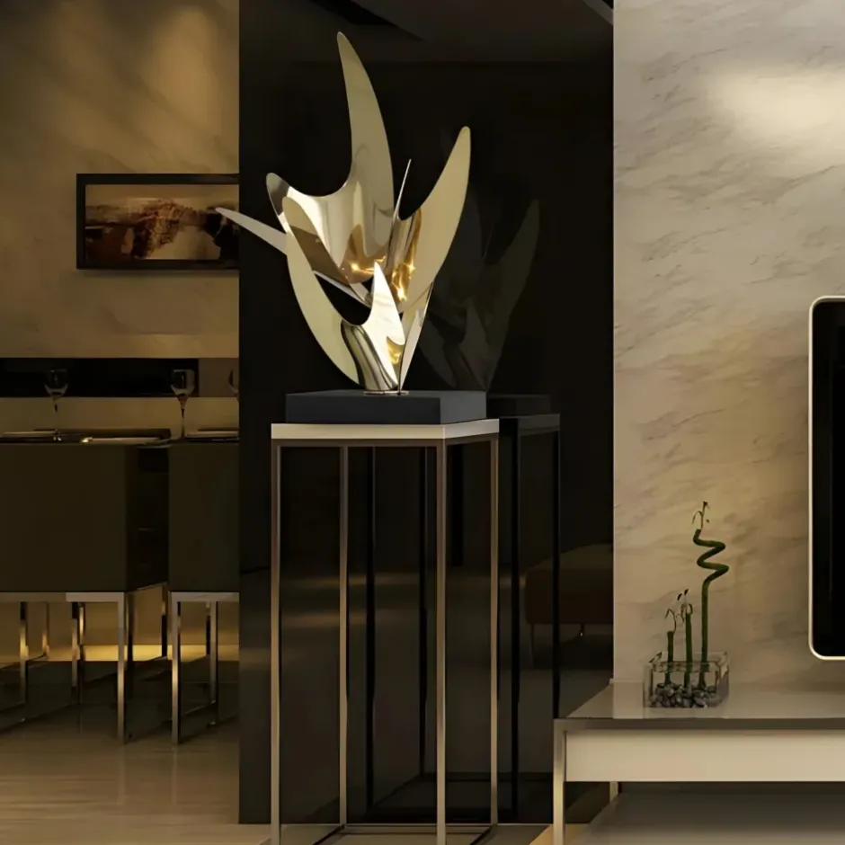 Statues & Sculptures Table Top|Abstract^Infinite Bloom 71cm Gold Metal Indoor Sculpture