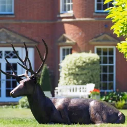 Statues & Sculptures Stags & Deers^Laying Deer Stag Bronze Metal Garden Statue