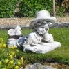 Statues & Sculptures Children^Laying Reading Boy 36cm Stone Resin Garden Statue