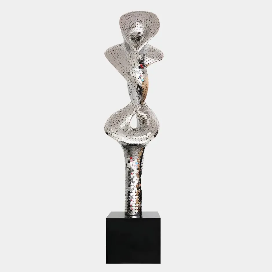 Statues & Sculptures Giant|Floor Standing^Liquid Fusion 238cm Silver Metal Garden Sculpture