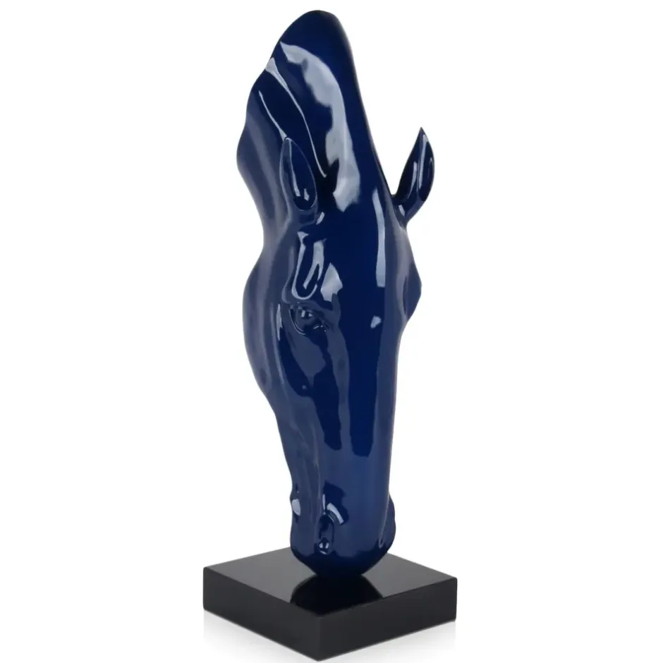 Statues & Sculptures Floor Standing|Animals^Majestic Horse Head 70cm Blue Resin Indoor Sculpture