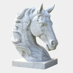 Statues & Sculptures Horses|Modern^Majestic Horse Head 120cm White Marble Garden Statue