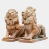 Statues & Sculptures Lions|Modern^Majestic Lion 100cm Yellow Marble Garden Statue