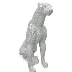 Statues & Sculptures Floor Standing|Animals^Majestic Panther 80cm Silver Resin Indoor Sculpture