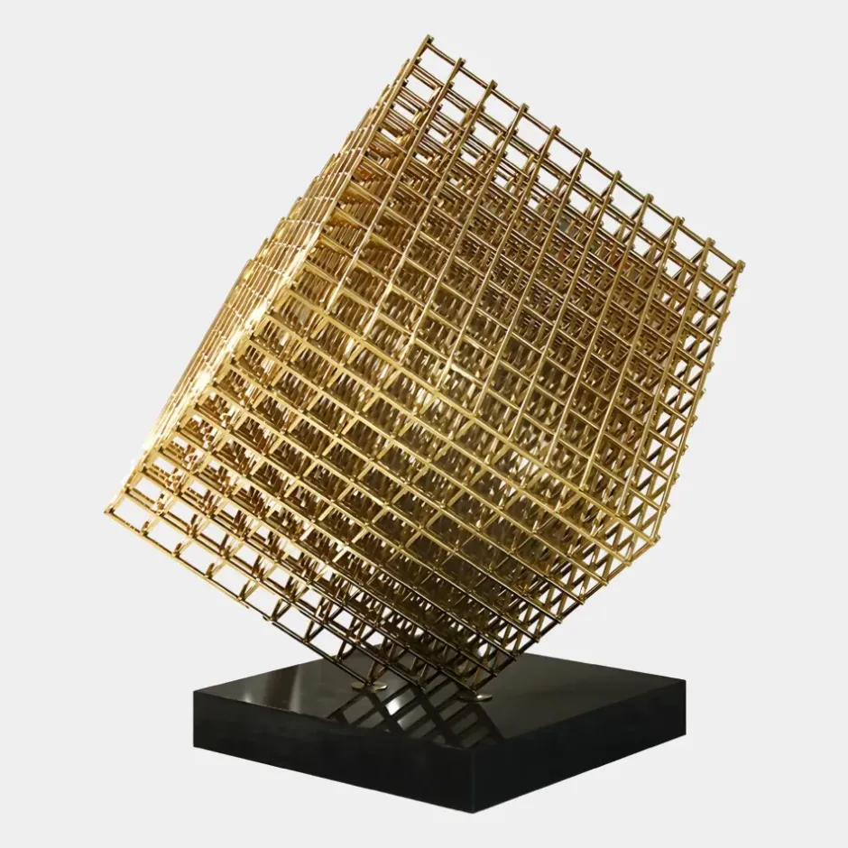 Statues & Sculptures Floor Standing|Abstract^Multiverse 150cm Gold Geometric Metal Garden Sculpture