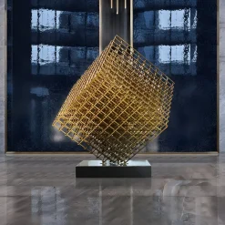 Statues & Sculptures Floor Standing|Abstract^Multiverse 150cm Silver Geometric Metal Garden Sculpture