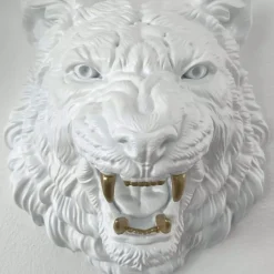 Statues & Sculptures Wall Art|Animals^Mystic Tiger 37cm White Resin Wall Sculpture