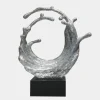 Statues & Sculptures Floor Standing|Abstract^Oceanic Wave 117cm Silver Metal Indoor Sculpture