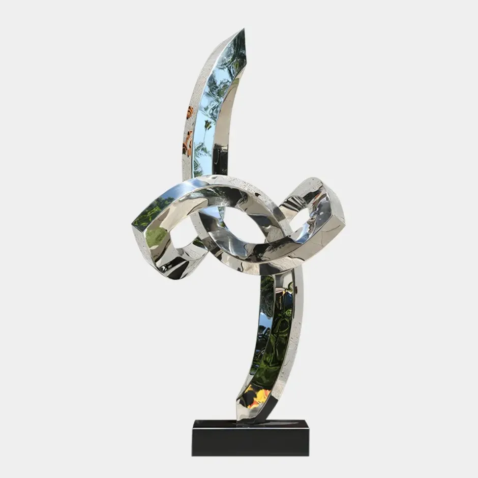 Statues & Sculptures Table Top|Floor Standing^Orbital Shift 96cm Silver Metal Indoor Sculpture