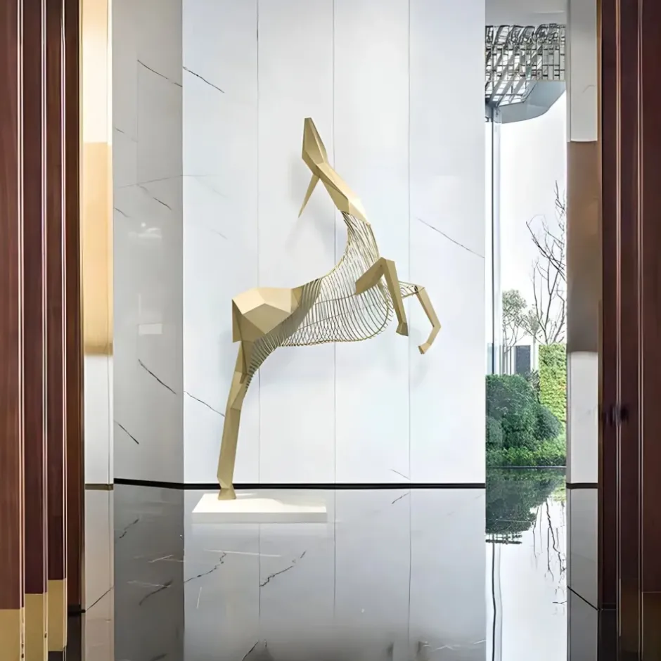 Statues & Sculptures Giant|Floor Standing^Phantom Deer 280cm Gold Metal Garden Sculpture