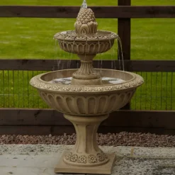 Statues & Sculptures Water Features^Pineapple Two Tier Stone Fountain Garden Water Feature